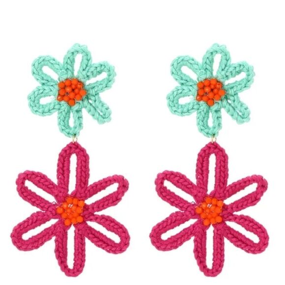 New ZARA Bright Flower Beaded Earrings - Picture 3 of 10